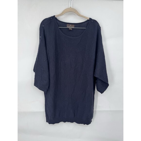 Fenn Wright Manson 100% Merino Wool Sweater Women XL Navy Blue Minimalist - Picture 1 of 6